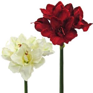 matches21 - Webshop Amaryllis Kunstblumen mit 3 Blueten und 1 Knospe 18 cm Kunstpflanzen 1 Stk 2 Farben 121888 1 48