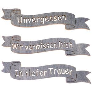 matches21 - Webshop Banderole fuer Trauergeschenke Deko fuer Grabgestecke 3er Set grau 126593 1 18