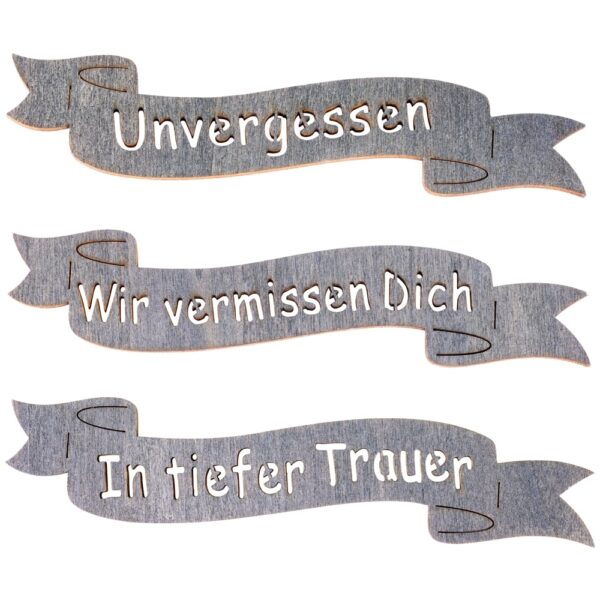 matches21 - Webshop Banderole fuer Trauergeschenke Deko fuer Grabgestecke 3er Set grau 126593 1 1