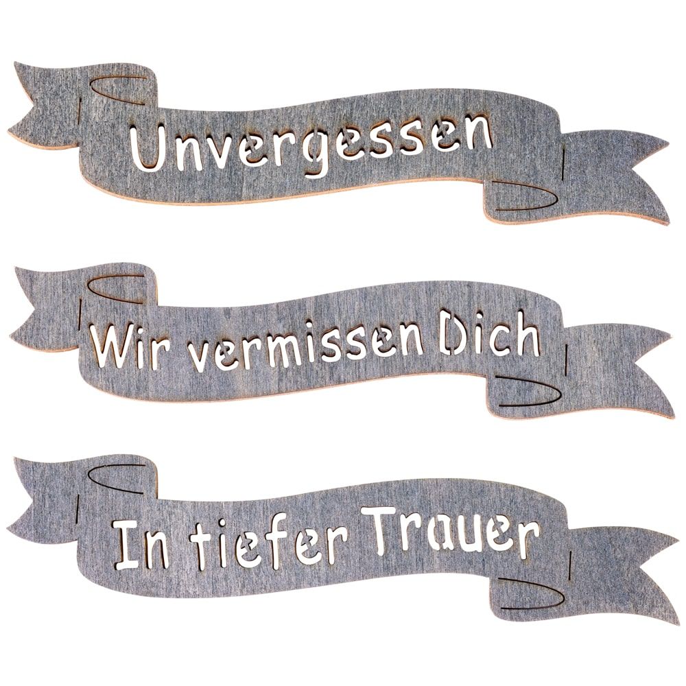 matches21 Banderole fuer Trauergeschenke Deko fuer Grabgestecke 3er Set grau 126593 1 1
