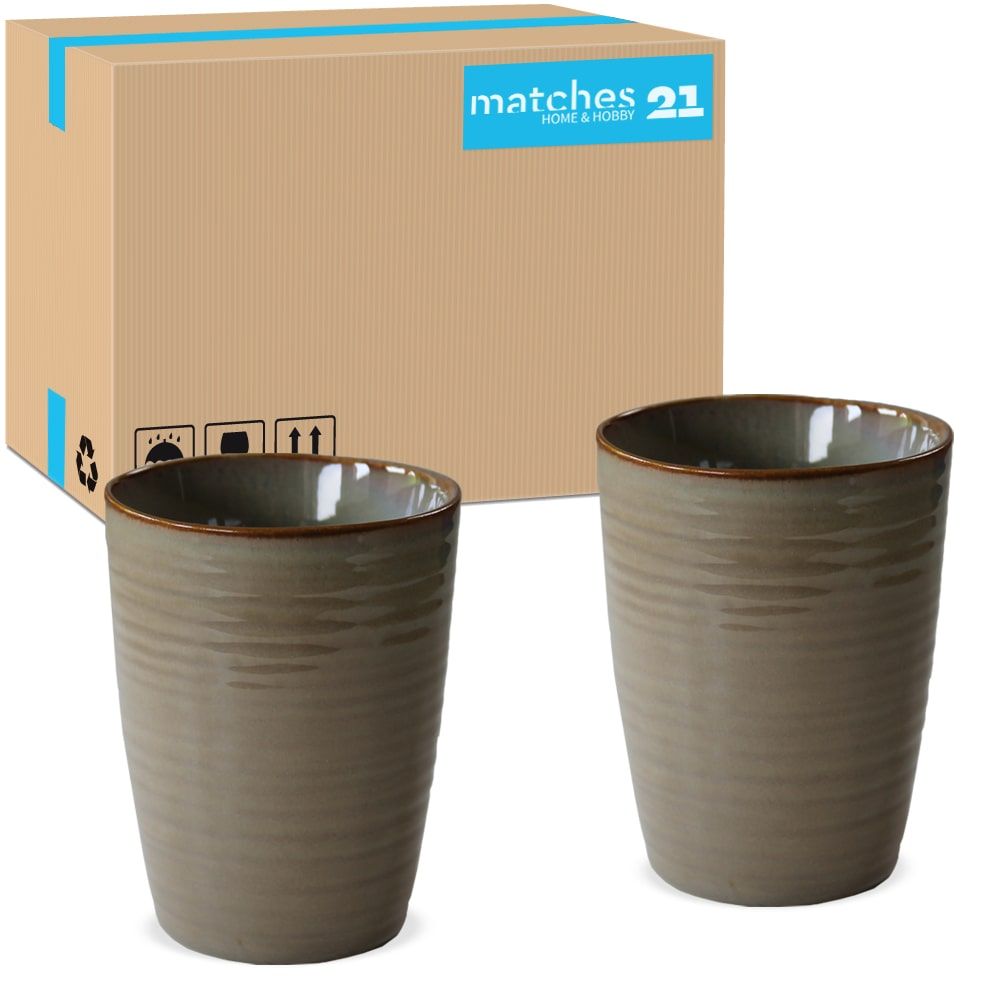 matches21 - Webshop Becher Trinkbecher ohne Henkel Keramik Steingut braun 36 Stk 8 cm 121348 1 1