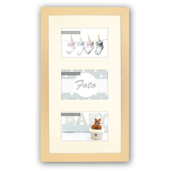 matches21 - Webshop Bilderrahmen Collage Baby Kind Rahmen MDF Holz apricot beige dezent fuer 3 Fotos 119379 1 1