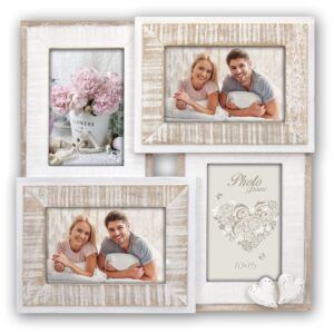 matches21 - Webshop Bilderrahmen Collage Fotorahmen Holz weiss 4 Fotos Vintage und Herz Hochzeit Taufe 119260 1 18