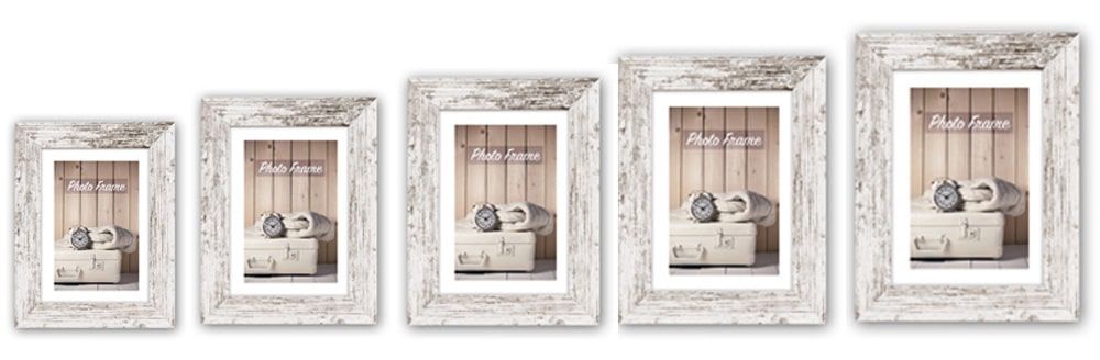 matches21 Bilderrahmen Fotorahmen Holz weiss Vintage Look leichte Rillenstruktur 5 Formate 119246 1 1