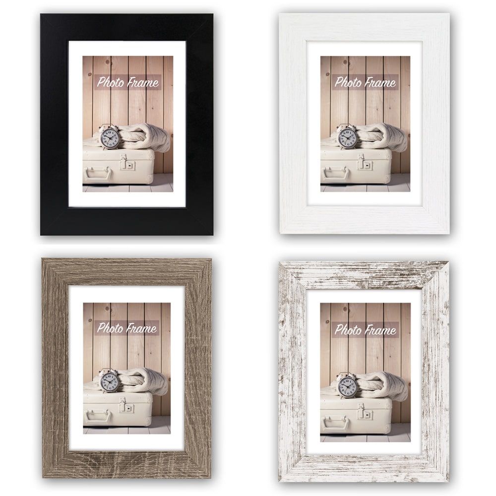 matches21 Bilderrahmen Fotorahmen Holz weiss Vintage Look leichte Rillenstruktur 5 Formate 119246 7 1 9
