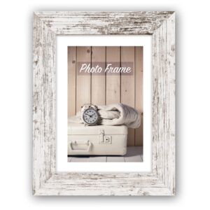 matches21 Bilderrahmen Fotorahmen Holz weiss Vintage Look leichte Rillenstruktur 5 Formate 119246 8 1 16