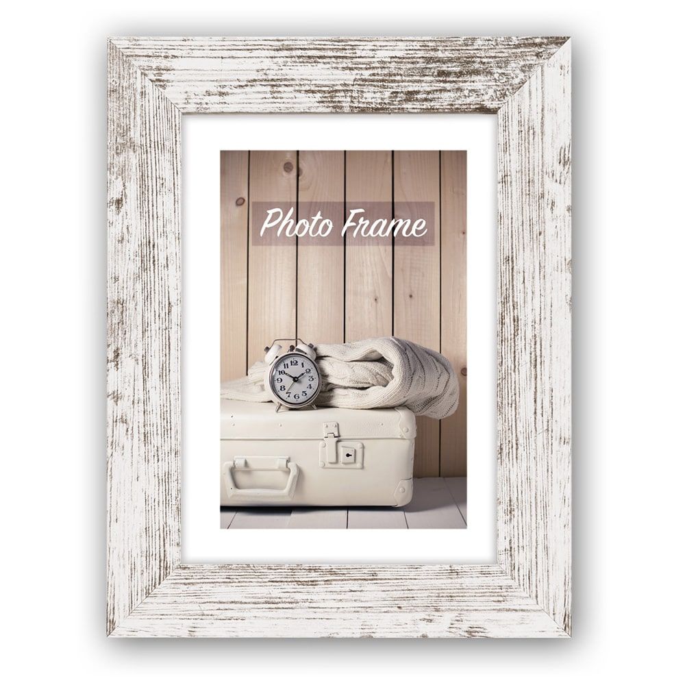matches21 Bilderrahmen Fotorahmen Holz weiss Vintage Look leichte Rillenstruktur 5 Formate 119246 8 1 7