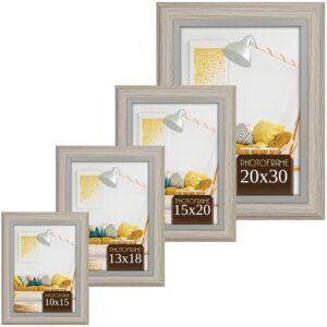 matches21 - Webshop Bilderrahmen Fotorahmen Holz weiss grau gemasert rustikal Hoch Quer 4 Formate 125006 1 6
