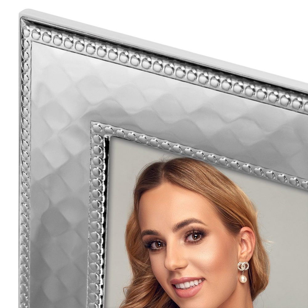 matches21 - Webshop Bilderrahmen Fotorahmen Metall silberfarben Struktur edel Hoch Quer 3 Formate 124954 9 1 5