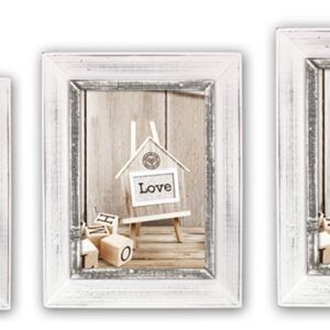 matches21 - Webshop Bilderrahmen Fotorahmen Wechselrahmen Holz weiss Innenkanten grau Shabby 3 Formate 119216 1 36