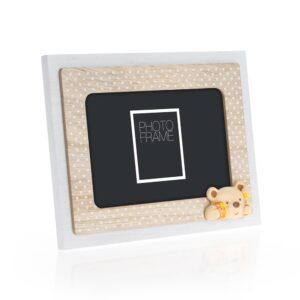 matches21 Bilderrahmen Holz weiss braun Dekor 3D Punkte Baerchen Lolli Harz Hoch 10x15 cm 124994 8 1 9