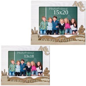 matches21 - Webshop Bilderrahmen Holz weiss hellbraun Schule 3D Dekor Schriftzug Quer 2 Formate 124992 7 1 16