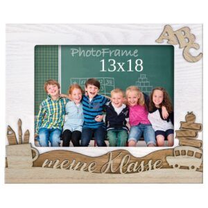 matches21 - Webshop Bilderrahmen Holz weiss hellbraun Schule 3D Dekor Schriftzug Quer 2 Formate 124992 8 1 23