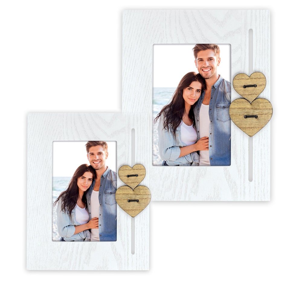 matches21 - Webshop Bilderrahmen Holzrahmen Wechselrahmen Portraetrahmen weiss Herzen 1 Stk 2 Formate 121611 1 1