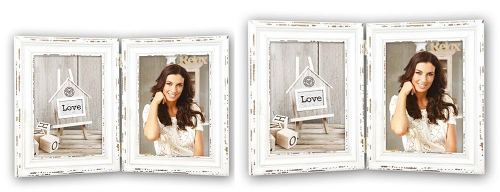 matches21 - Webshop Bilderrahmen Klapprahmen Doppelrahmen Holz weiss Vintage Style 2 Fotos 2 Formate 119221 1 1