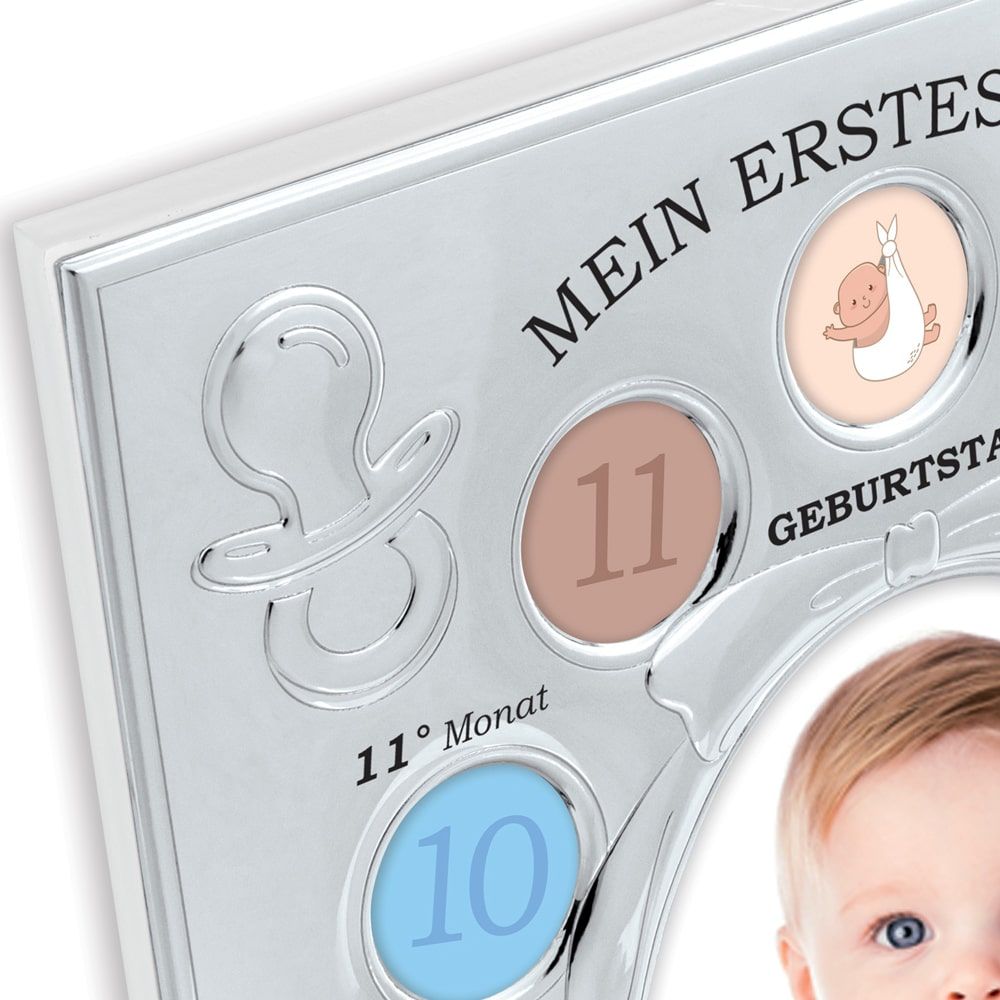 matches21 - Webshop Bilderrahmen Metall silberfarben 1 Lebensjahr Baby 3D Praegungen Hoch 19 5x24 cm 124958 2 1 3