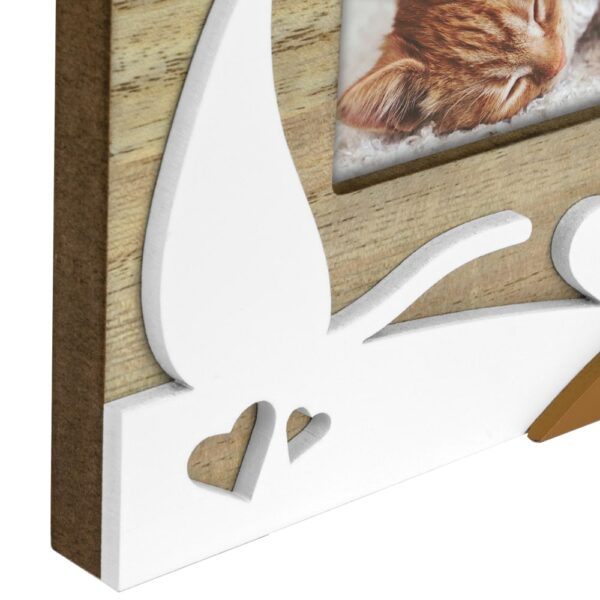 matches21 - Webshop Bilderrahmen Motiv KATZE Rahmen Relief Pfoten und Herz braun weiss 1 Stk 10x15 cm 123316 4 1 5