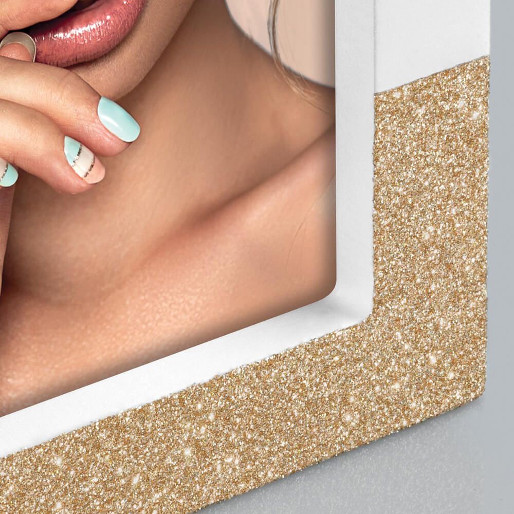 matches21 - Webshop Bilderrahmen Rahmen Fotos Bilder Holz in weiss und weiss Glitter 1 Stk 2 Formate 121584 4 5