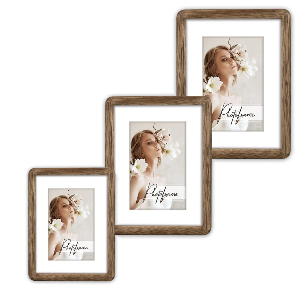 matches21 - Webshop Bilderrahmen Wechselrahmen Fotorahmen Rahmen Holz braun runde Ecken 1 Stk 3 Formate 121570 1 1
