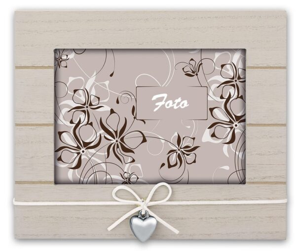 matches21 - Webshop Bilderrahmen horizontal Portraetrahmen mit Herz und Schleife Shabby beige 3 Formate 119270 1 1 12