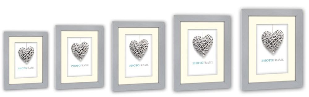 matches21 - Webshop Bilderrahmen mit Passepartout Fotorahmen Rahmen fuer Portraet Holz grau 5 Formate 119252 1 1