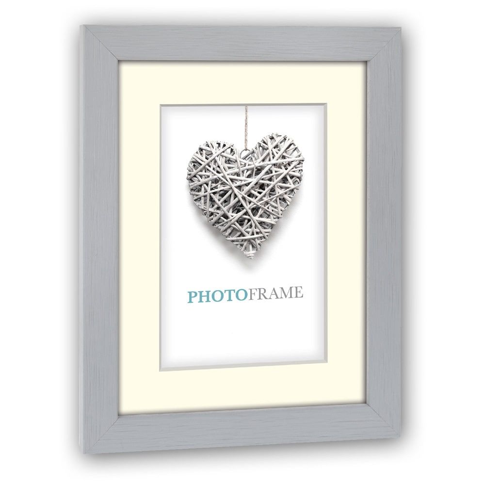matches21 - Webshop Bilderrahmen mit Passepartout Fotorahmen Rahmen fuer Portraet Holz grau 5 Formate 119252 1 1 2
