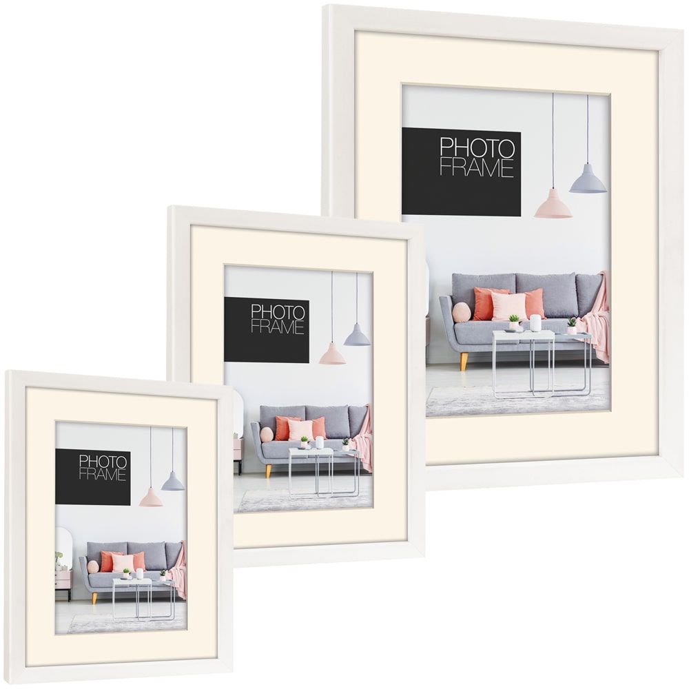 matches21 - Webshop Bilderrahmen mit Passepartout Fotos Bilder Kunststoff weiss 1 Stk 3 Formate 123335 1 1