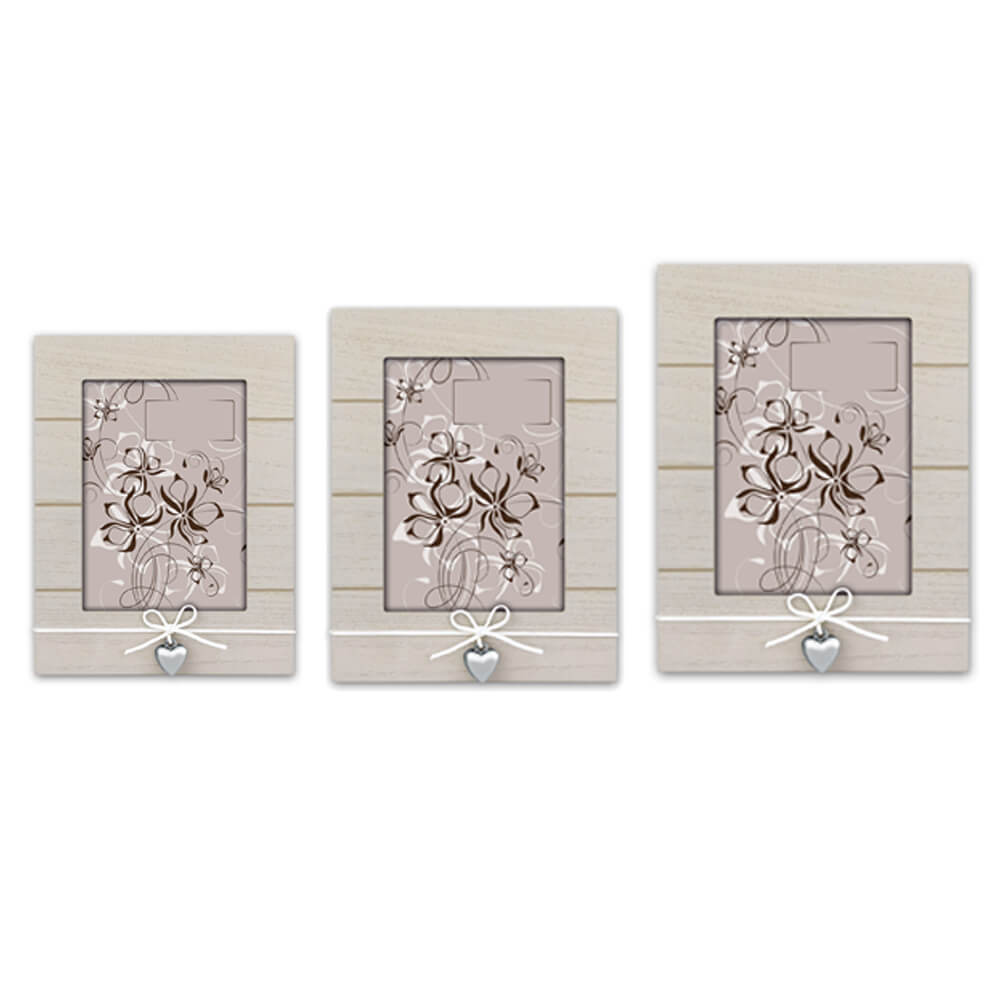 matches21 - Webshop Bilderrahmen vertikal Portraetrahmen mit Herz und Schleife Shabby beige 3 Formate 119271 4 1 11