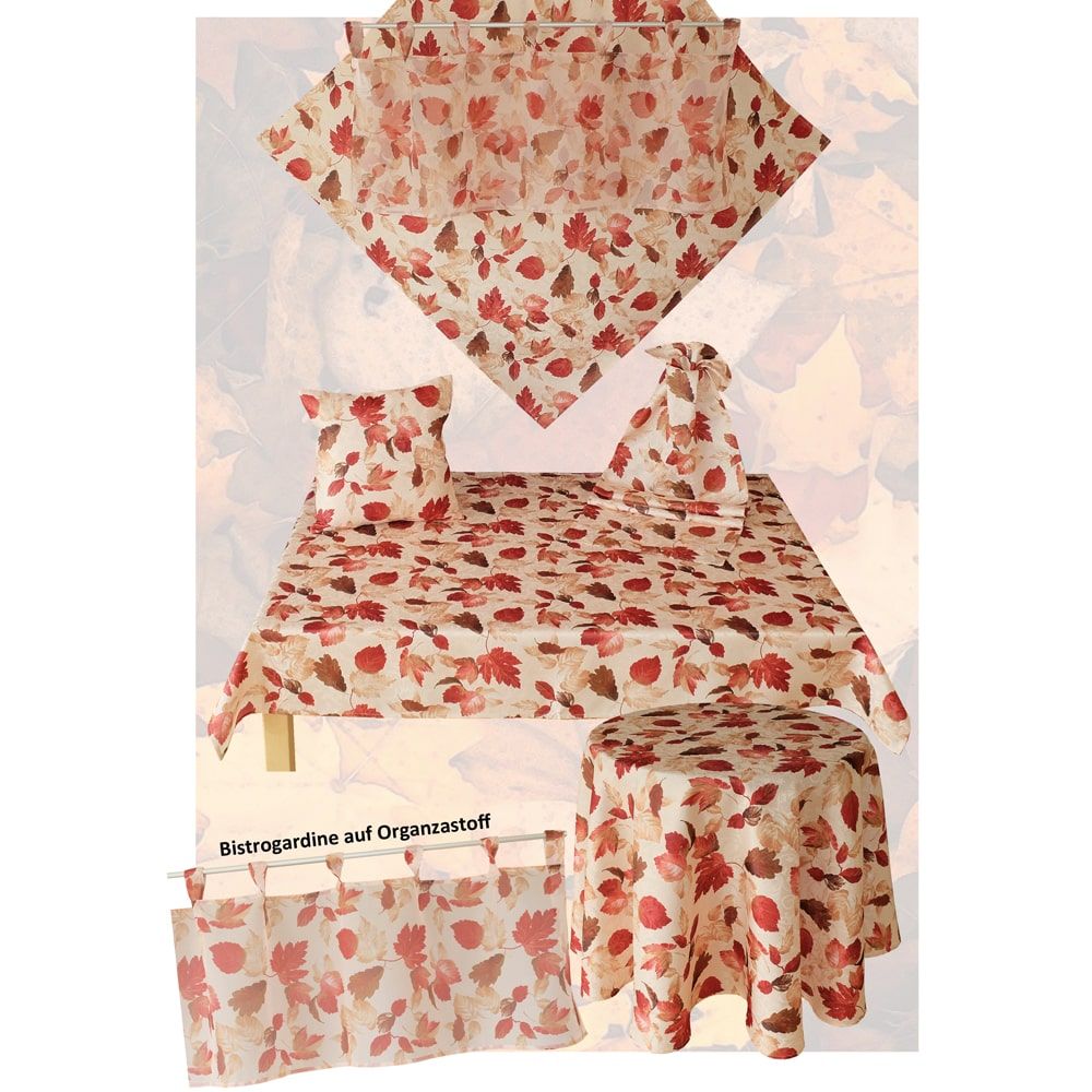 matches21 - Webshop Bistrogardine Gardine Organza Schlaufen Blaetter Herbst Herbstlaub 1 Stk 120x45 cm 124149 1 1 2