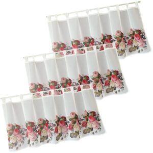 matches21 - Webshop Bistrogardinen Gardinen Organza und Schlaufen mit bunten Rosen Blueten 1 Stk 3 Groessen 124131 1 1 25