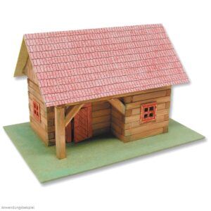 matches21 - Webshop Blockhaus mit Vordach Holz Bausatz Kinder Werkset Bastelset ab 11 Jahren 101152 1 4