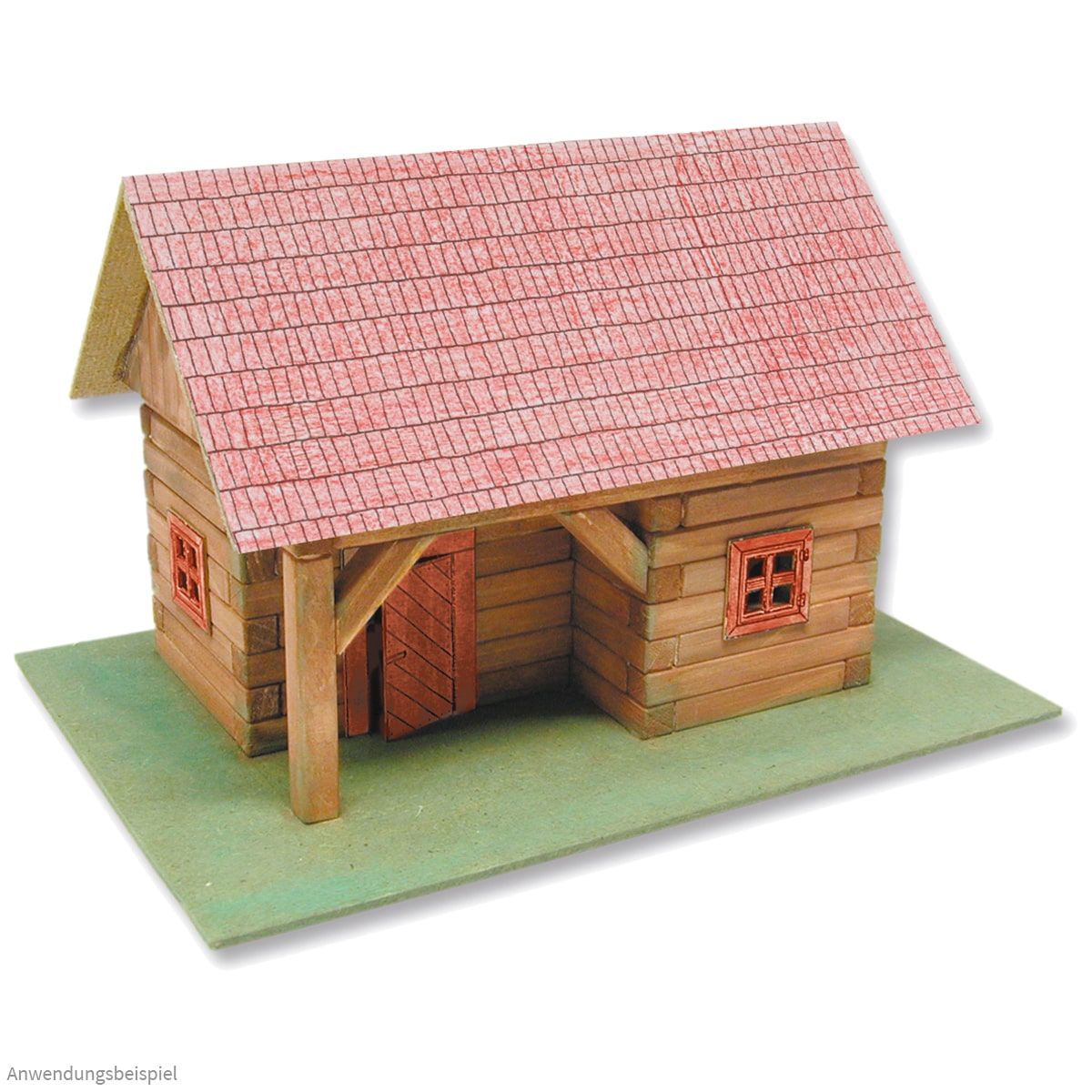Blockhaus mit Vordach Holz Bausatz Kinder Werkset Bastelset - ab 11 Jahren
