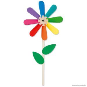 matches21 Bluete Blume Windrad Holz Bastelset Bausatz Holzbausatz fuer Kinder ab 7 Jahren 118489 1 1 5