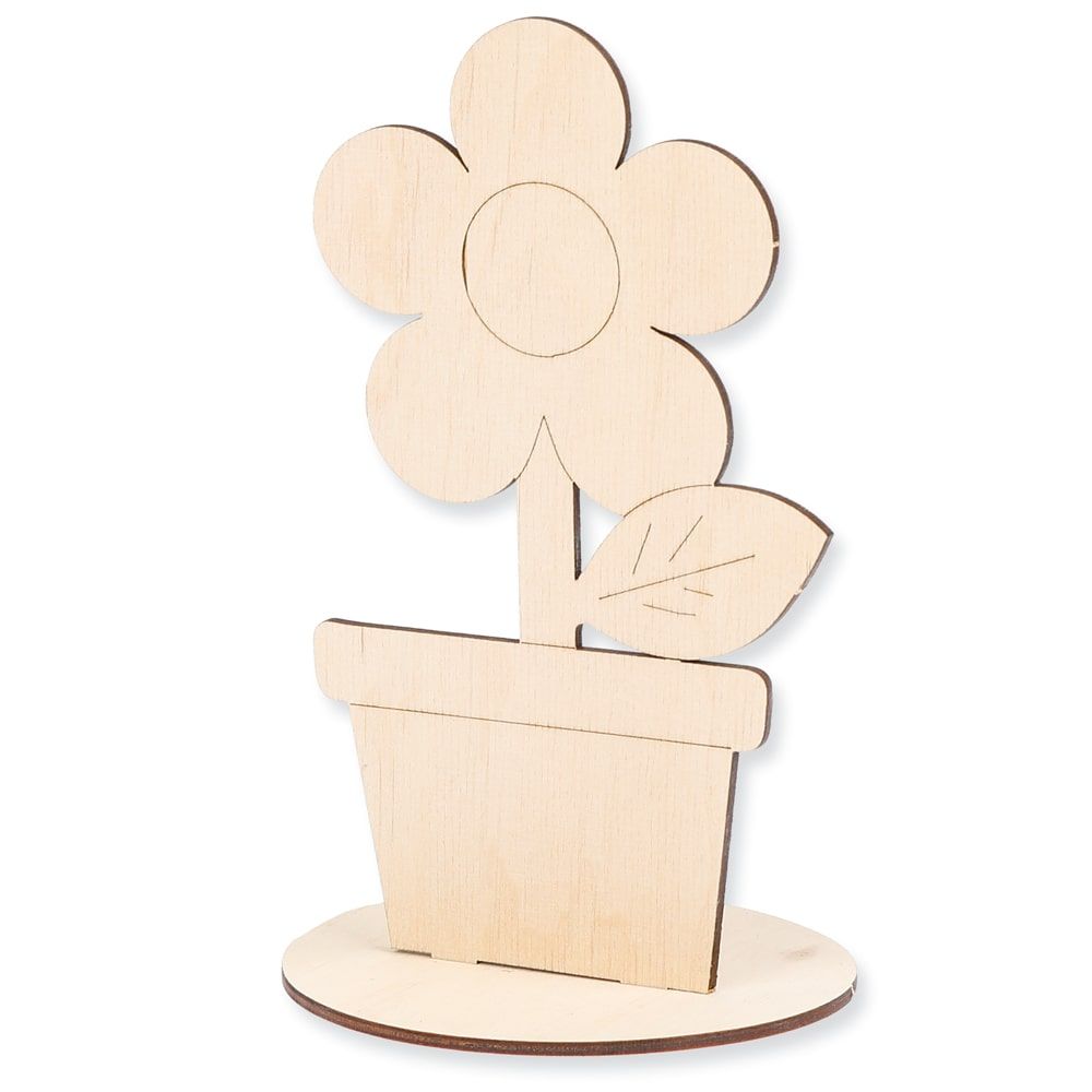 matches21 - Webshop Blume im Topf Sperrholz Holzbausatz vorgerfertigt Bastelset bemalen Kids ab 4 J 118830 6 1 1