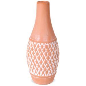 matches21 - Webshop Blumenvase Pflanzgefaess Vase Rillenstruktur Raute Keramik terrakotta 6x15 cm 124244 1 3