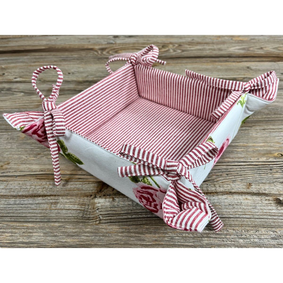 matches21 - Webshop Brotkorb DORRIT Broetchenkorb Stoff Rosen Design Landhaus weiss rosa 126809 1 9