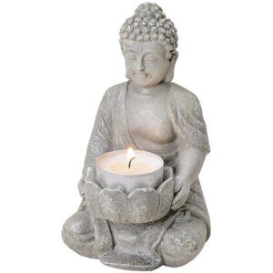 matches21 - Webshop Buddha Figur Deko sitzend Garten Teelichthalter 14 cm 2 Farben 126474 1 1 11