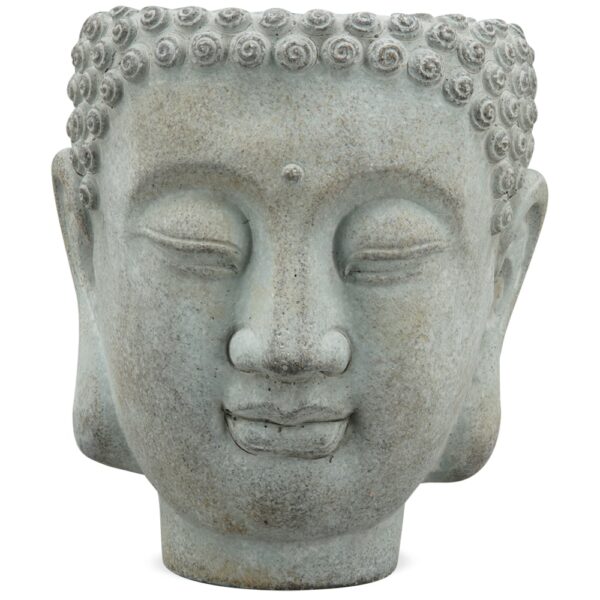 matches21 - Webshop Buddhakoepfe Buddhas Zementkoepfe Gartendeko Pflanzkoepfe grau 1 Stk 2 Groessen 123877 1 1 12