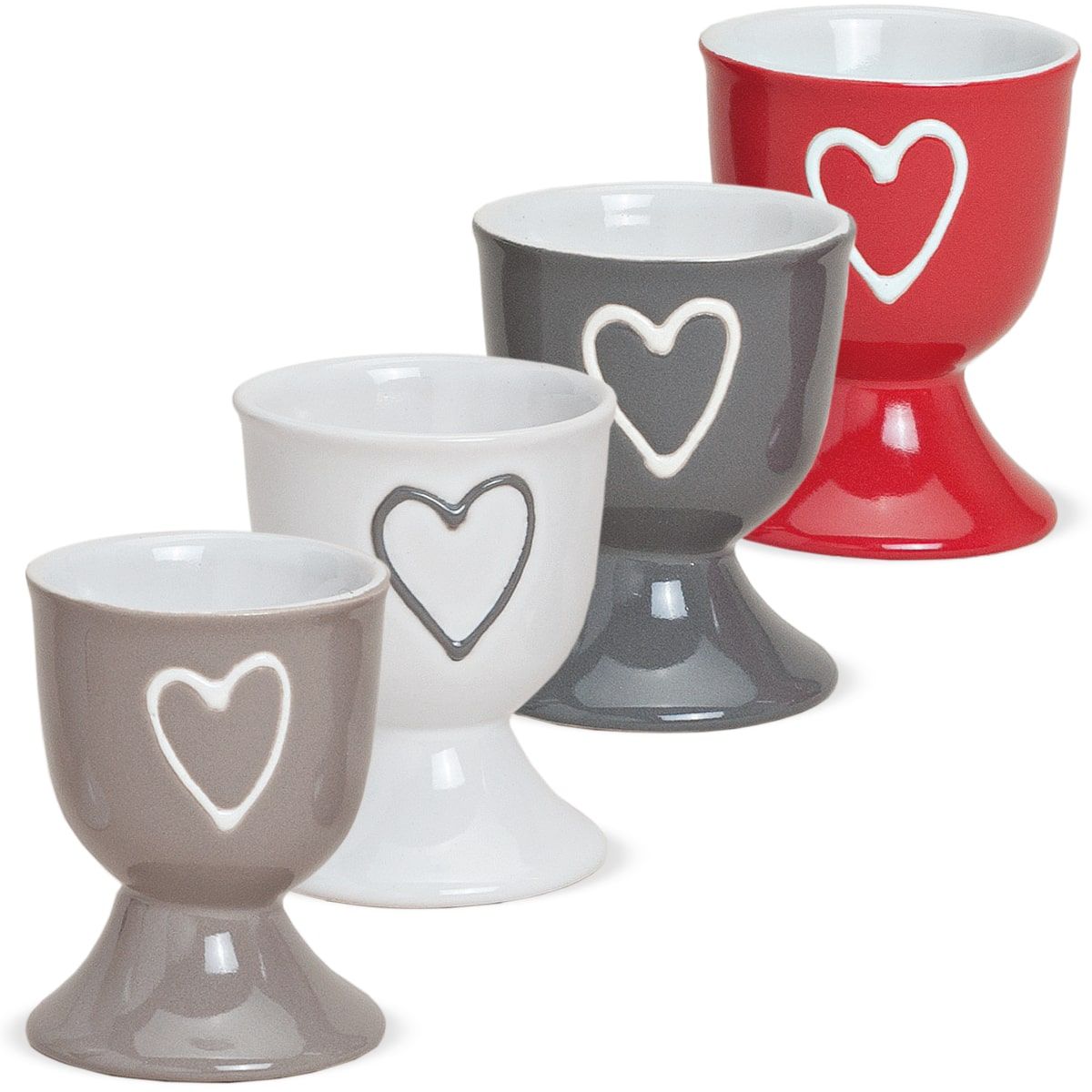matches21 - Webshop Bunte Eierbecher im 4er Set mit Herzen dekoriert aus Keramik je 6x5 cm 109309 1 14
