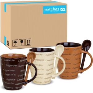 matches21 - Webshop Cappucchino Tassen Becher 36 Stk Kaffeebecher 10 cm 250 ml Keramik Loeffel 102316 1 11