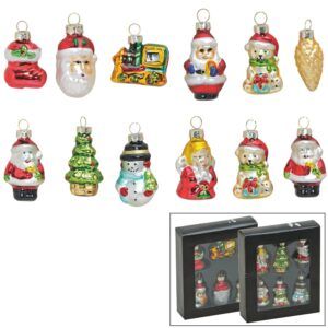 matches21 - Webshop Christbaumschmuck Glas Anhaenger Weihnachtsfiguren 12 tlg Set je 5 cm 114799 1 21