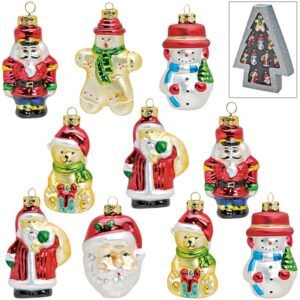 matches21 - Webshop Christbaumschmuck Weihnachten Glas Anhaenger Weihnachtsfiguren 10 tlg 8 cm sort 119598 1 18