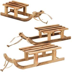 matches21 - Webshop Deko Schlitten Minischlitten Holzschlitten Dekoration Holz braun 1 Stk 3 Groessen 119625 1 3