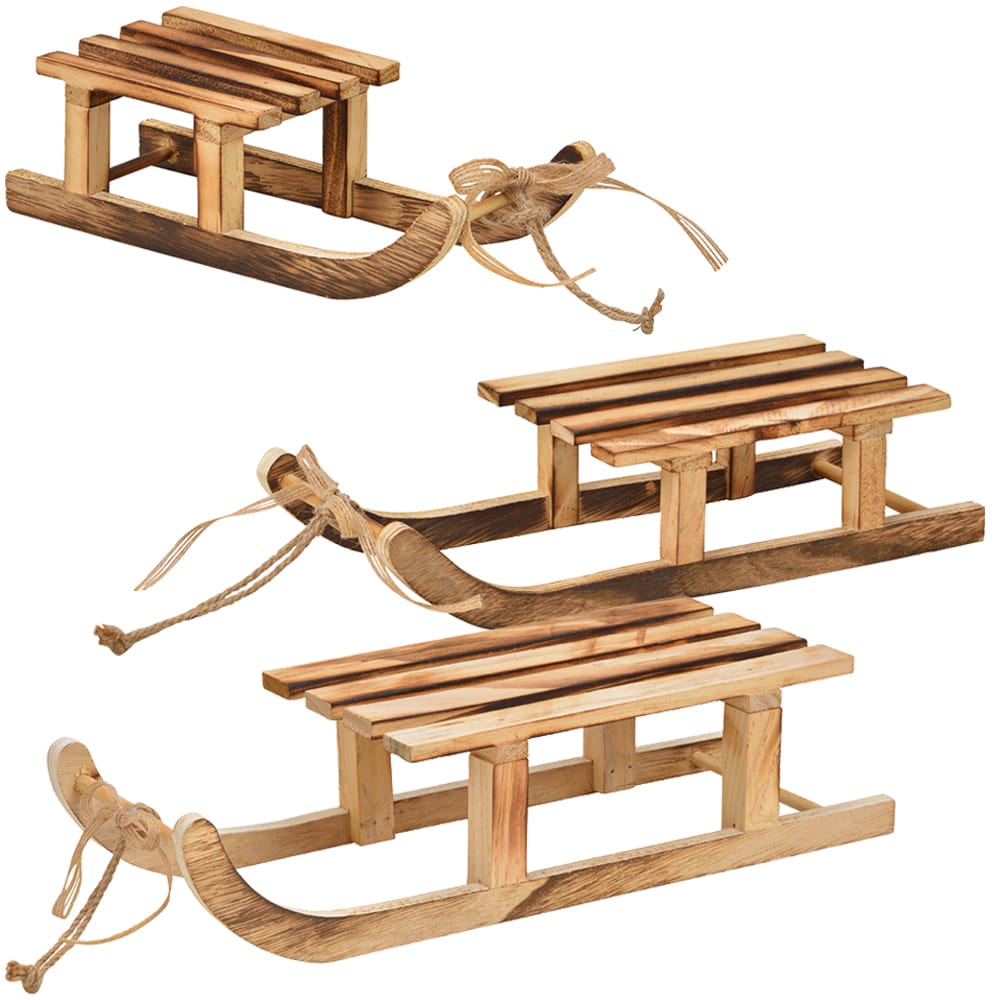 matches21 - Webshop Deko Schlitten Minischlitten Holzschlitten Dekoration Holz braun 1 Stk 3 Groessen 119625 1 1