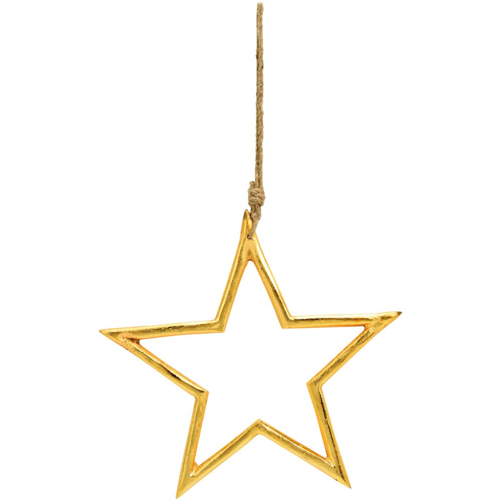 matches21 - Webshop Dekohaenger Sterne mit Kordel Weihnachtsschmuck Haengedeko gold Metall 2 Groessen 125914 1 1 9