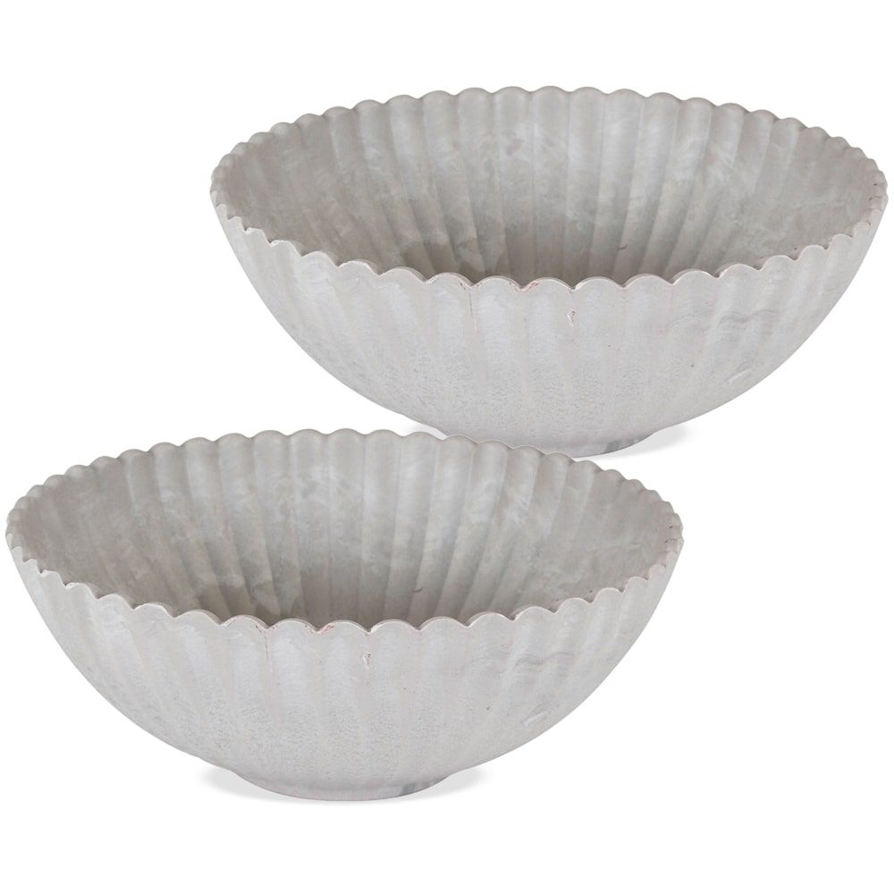 matches21 - Webshop Dekoschalen Pflanzschalen Kunststoff used look grau 2er Set 126408 1 1