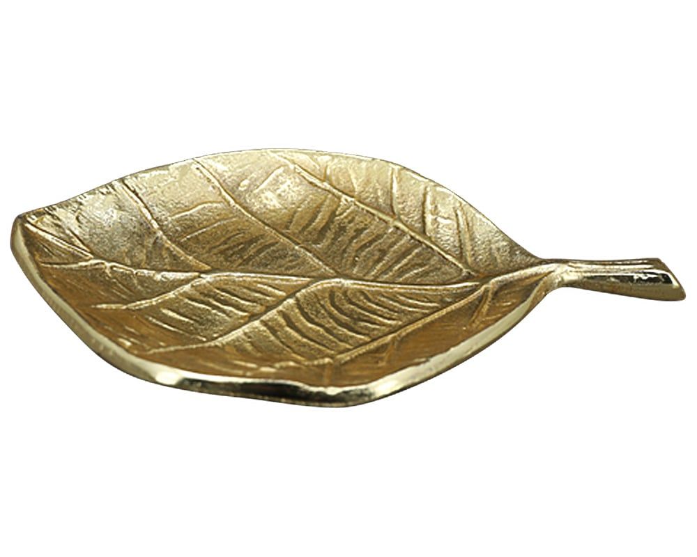 matches21 - Webshop Dekoteller Blatt Dekotabletts Tabletts Blattform Wohndeko Alu gold in 2 Groessen 125366 1 1 3