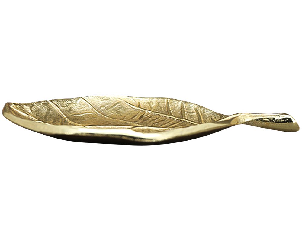 matches21 - Webshop Dekoteller Blatt Dekotabletts Tabletts Blattform Wohndeko Alu gold in 2 Groessen 125366 2 1 5