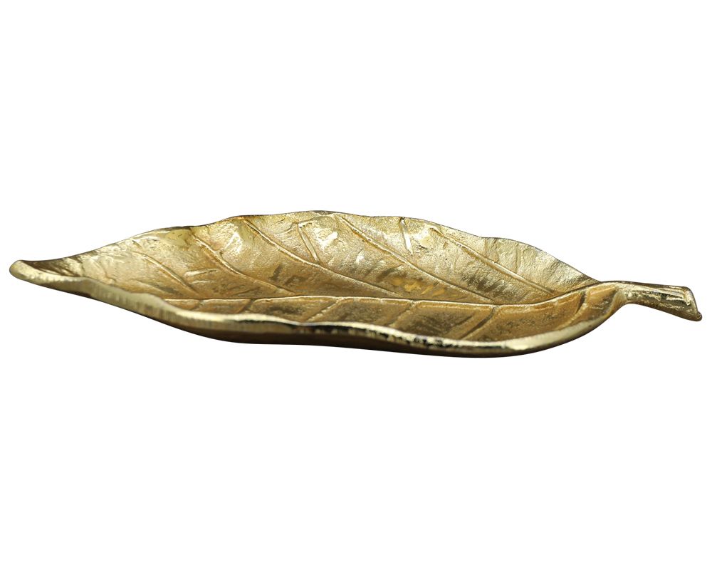 matches21 - Webshop Dekoteller Blatt Dekotabletts Tabletts Blattform Wohndeko Alu gold in 2 Groessen 125366 5 1 2