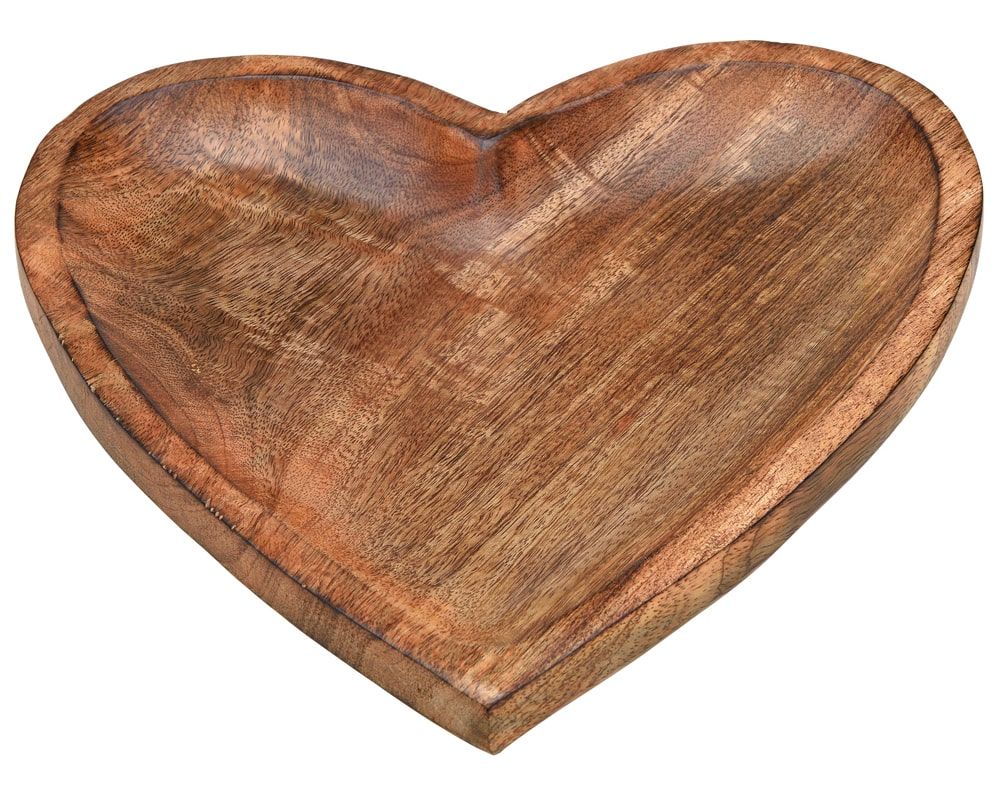 matches21 Dekoteller Herz Teller Herzform Dekotablett Tablett Mangoholz Holz braun 26 cm 125767 1 1